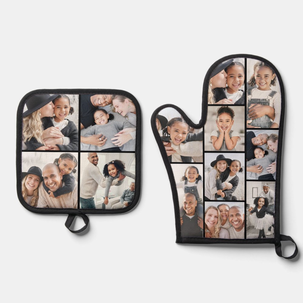 Photo Collage Simple Picture Oven Mitt & Pot Holder Set