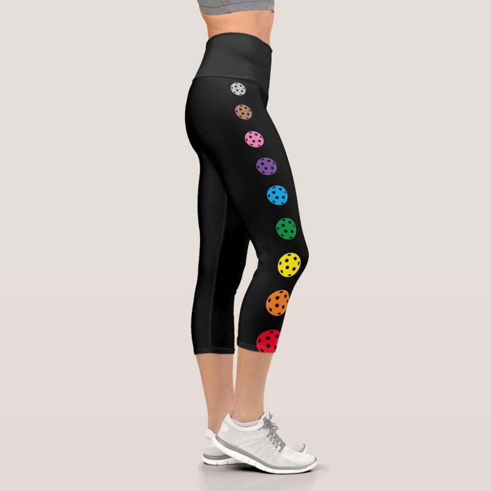 Pickleball Leggings Gray Rainbow Crop Capri