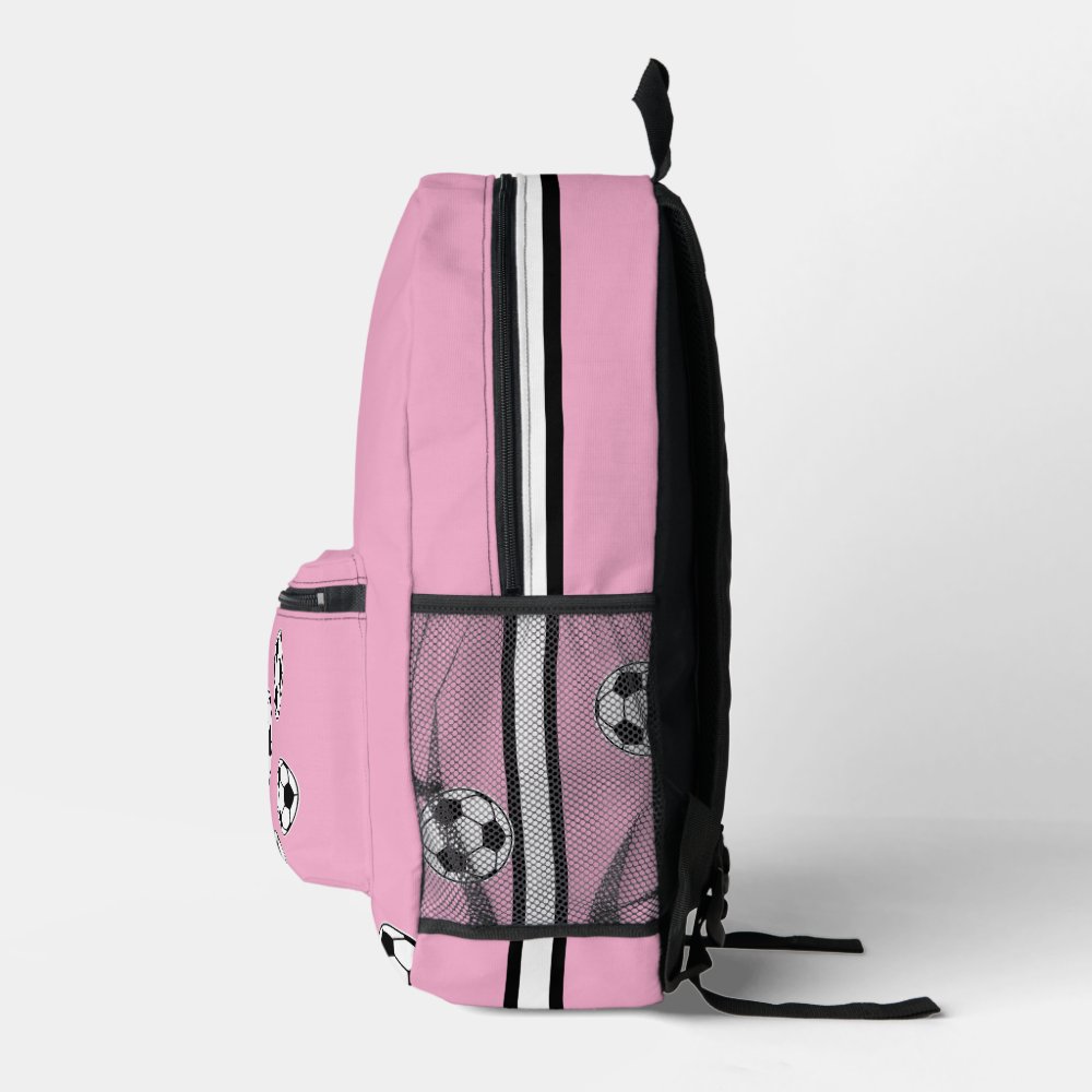 Soccer Pink Personalized Kids Back to School Printed Backpack