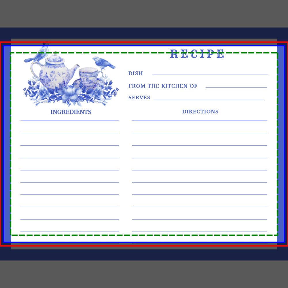 Blue and White Floral Tea Set Recipe Card
