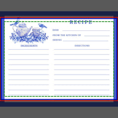Blue and White Floral Tea Set Recipe Card