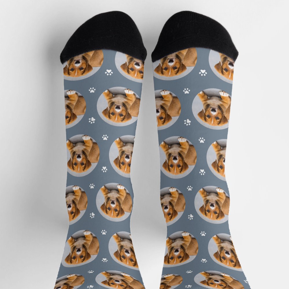 Fun Slate Custom Dog Photo Paw Print Socks
