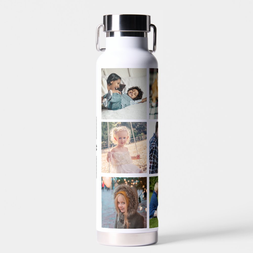 Photo collage monogram personalized modern water bottle