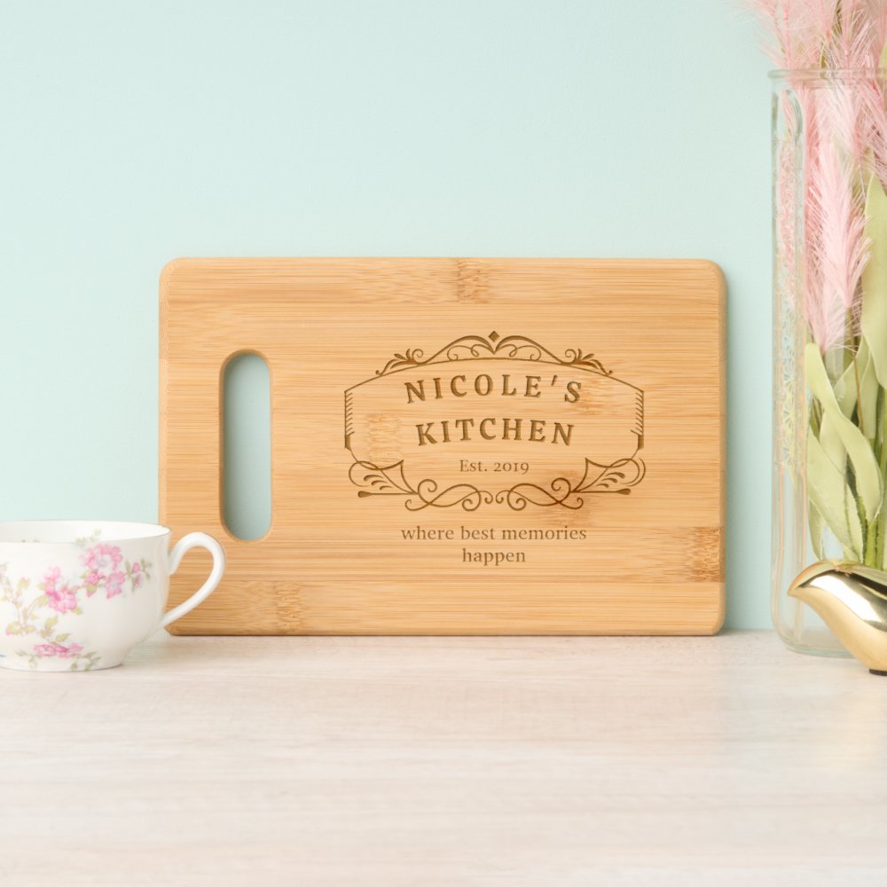 Custom Text, Chic Engraved Wooden Charcuterie /  Cutting Board