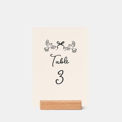 Minimal Hand-Drawn Doves Wedding Table Number Card Holder