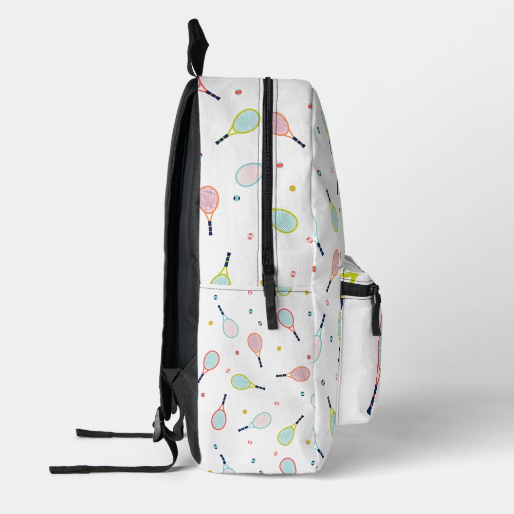 Tennis Personalized Name Pink Green Blue Custom Printed Backpack