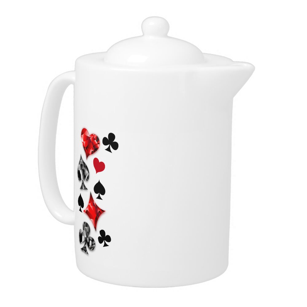 Poker Player Gambler Playing Card Suits Las Vegas Teapot