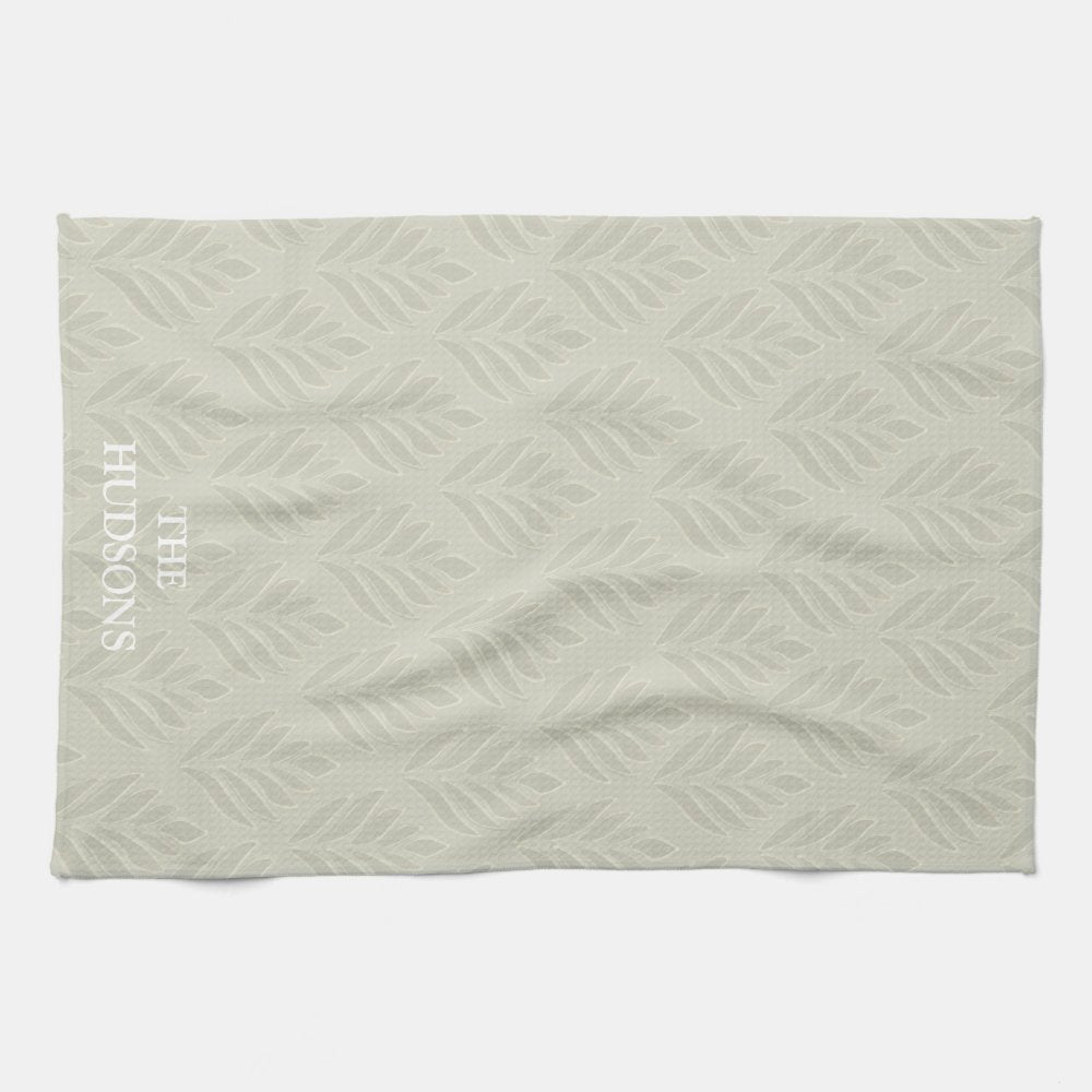 Timeless Elegant Olive Green Botanical Custom Kitchen Towel