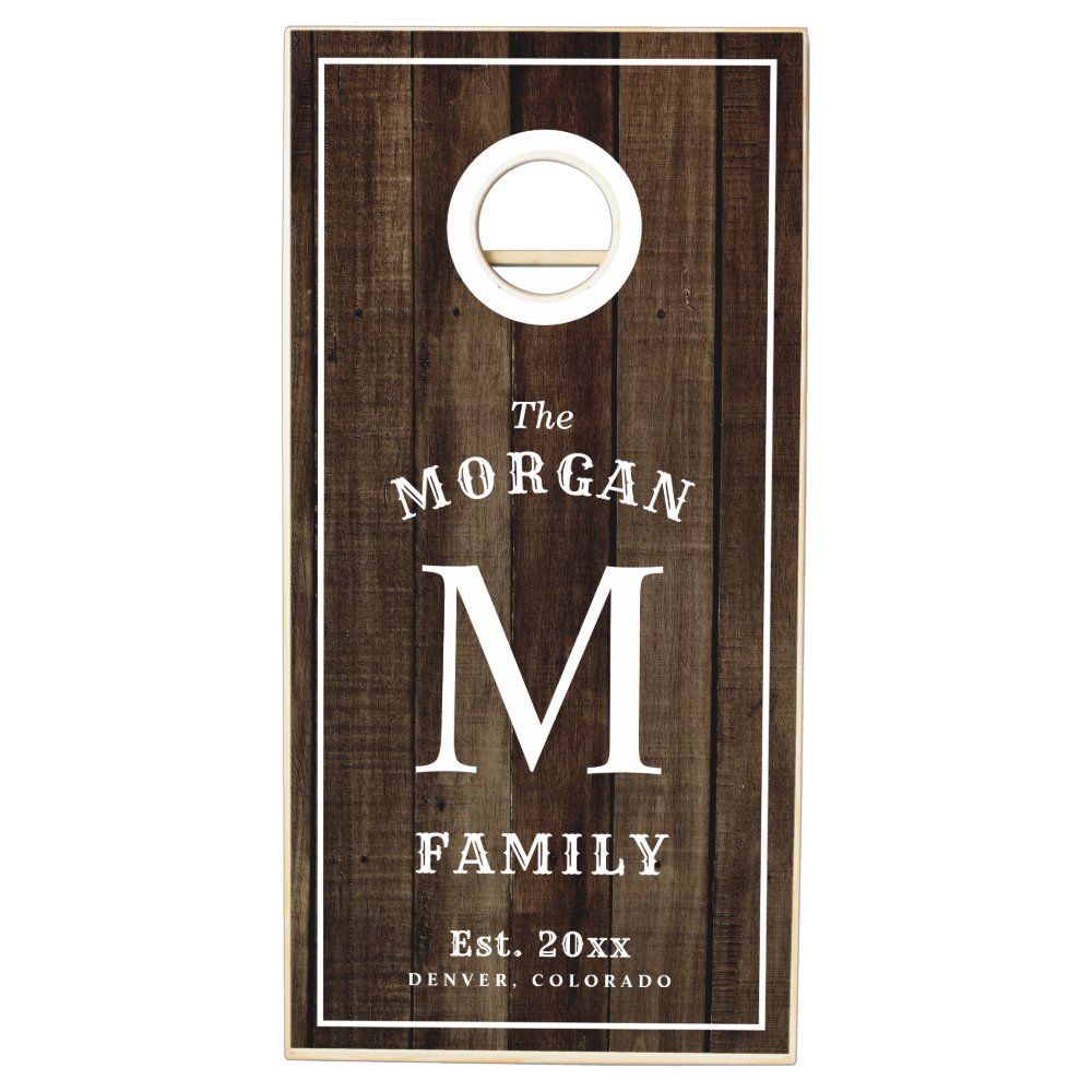 Family Monogram Dark Wood Cornhole Set